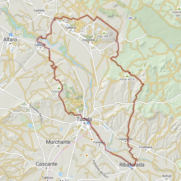 Miniatuurkaart van de fietsinspiratie "Gravelroute door de Bardenas Reales" in Comunidad Foral de Navarra, Spain. Gemaakt door de Tarmacs.app fietsrouteplanner