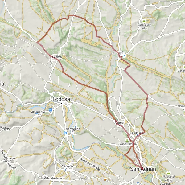 Map miniature of "The Lerín Loop" cycling inspiration in Comunidad Foral de Navarra, Spain. Generated by Tarmacs.app cycling route planner