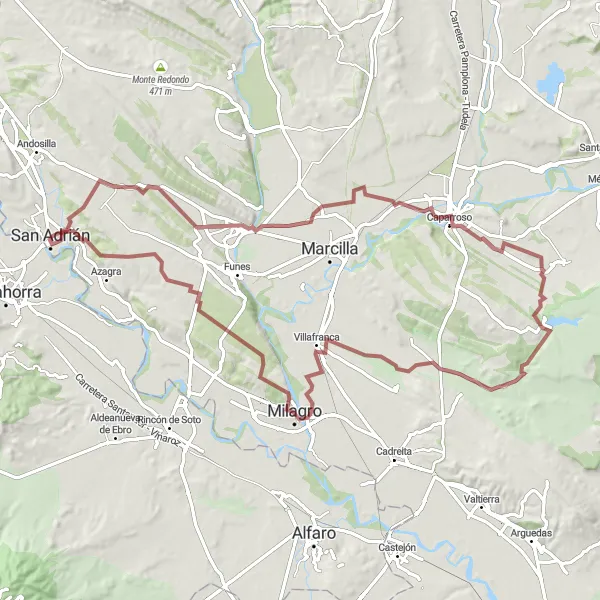 Map miniature of "The Castle Circuit" cycling inspiration in Comunidad Foral de Navarra, Spain. Generated by Tarmacs.app cycling route planner