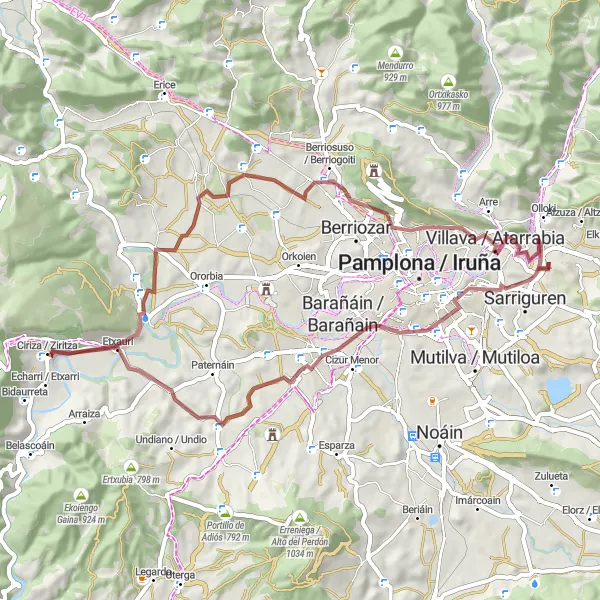 Karten-Miniaturansicht der Radinspiration "Herausfordernde Routen durch die Berglandschaft" in Comunidad Foral de Navarra, Spain. Erstellt vom Tarmacs.app-Routenplaner für Radtouren