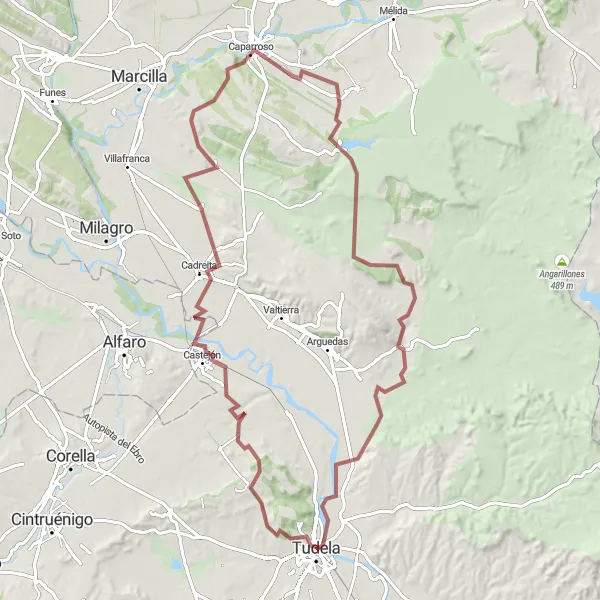 Miniaturní mapa "Gravel Trasa kolem Tudely" inspirace pro cyklisty v oblasti Comunidad Foral de Navarra, Spain. Vytvořeno pomocí plánovače tras Tarmacs.app