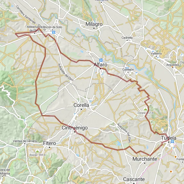 Miniaturní mapa "Přírodní Krása Navarry" inspirace pro cyklisty v oblasti Comunidad Foral de Navarra, Spain. Vytvořeno pomocí plánovače tras Tarmacs.app