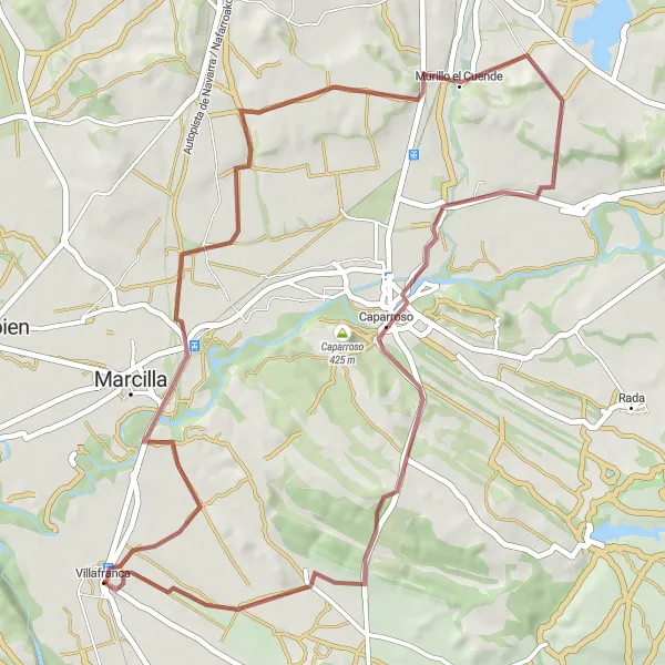 Miniatura mapy "Trasa gravelowa do Murillo el Cuende" - trasy rowerowej w Comunidad Foral de Navarra, Spain. Wygenerowane przez planer tras rowerowych Tarmacs.app