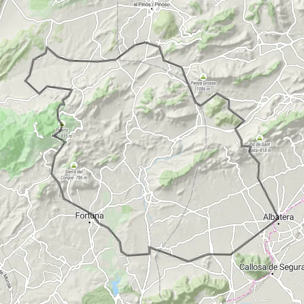 Miniatuurkaart van de fietsinspiratie "Klimmen en dalen in de Comunitat Valenciana" in Comunitat Valenciana, Spain. Gemaakt door de Tarmacs.app fietsrouteplanner