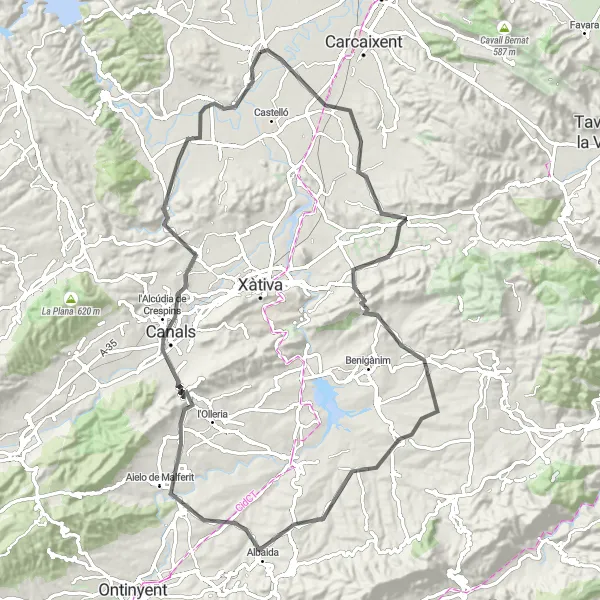 Miniaturní mapa "Navštivte Les Bateries Altes na cyklistické trase" inspirace pro cyklisty v oblasti Comunitat Valenciana, Spain. Vytvořeno pomocí plánovače tras Tarmacs.app