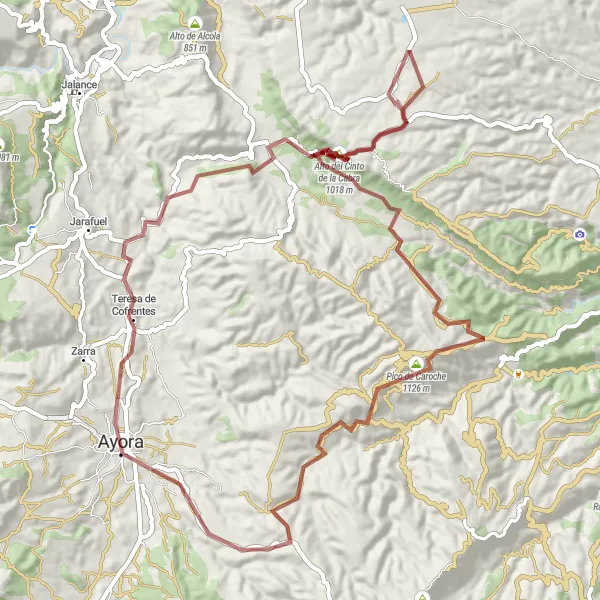 Miniature de la carte de l'inspiration cycliste "Chemin des Collines du Valencien Gravel" dans la Comunitat Valenciana, Spain. Générée par le planificateur d'itinéraire cycliste Tarmacs.app