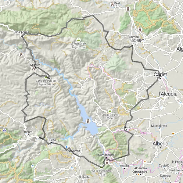 Miniaturní mapa "Okružní cyklistická trasa kolem Benimodo" inspirace pro cyklisty v oblasti Comunitat Valenciana, Spain. Vytvořeno pomocí plánovače tras Tarmacs.app