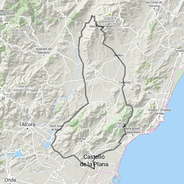 Miniatua del mapa de inspiración ciclista "Ruta ciclista de carretera" en Comunitat Valenciana, Spain. Generado por Tarmacs.app planificador de rutas ciclistas