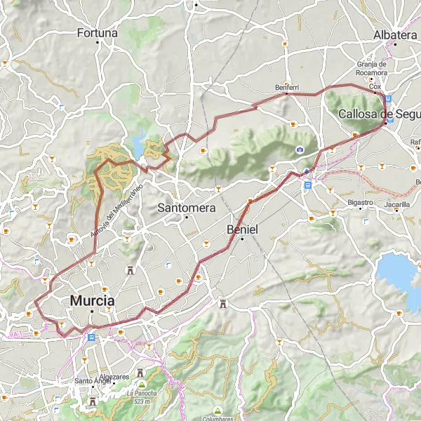 Map miniature of "Valencia Gravel Loop" cycling inspiration in Comunitat Valenciana, Spain. Generated by Tarmacs.app cycling route planner