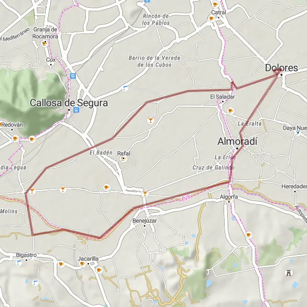 Map miniature of "Rafal Adventure" cycling inspiration in Comunitat Valenciana, Spain. Generated by Tarmacs.app cycling route planner