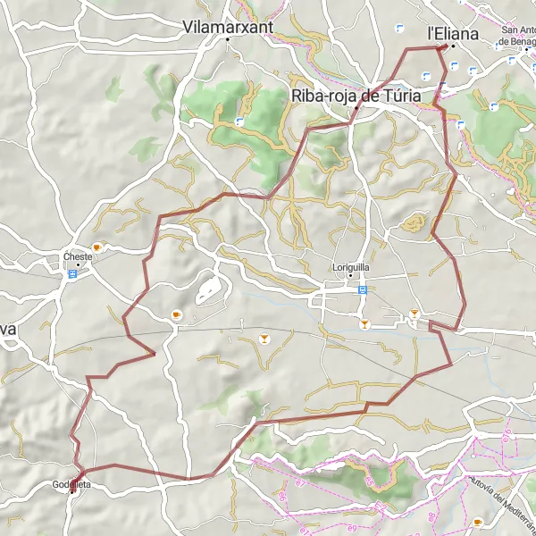 Map miniature of "Scenic Betxí Escape" cycling inspiration in Comunitat Valenciana, Spain. Generated by Tarmacs.app cycling route planner