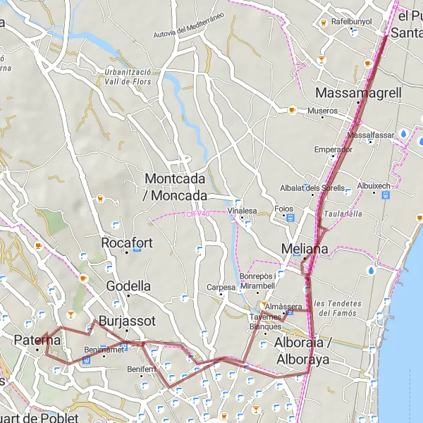 Miniatura della mappa di ispirazione al ciclismo "Paterna Exploration - Gravel" nella regione di Comunitat Valenciana, Spain. Generata da Tarmacs.app, pianificatore di rotte ciclistiche