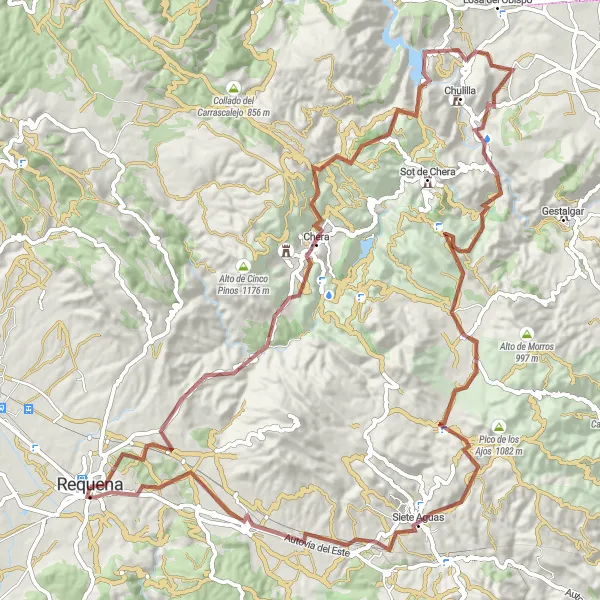 Map miniature of "Challenging Gravel Route with Epic Views" cycling inspiration in Comunitat Valenciana, Spain. Generated by Tarmacs.app cycling route planner