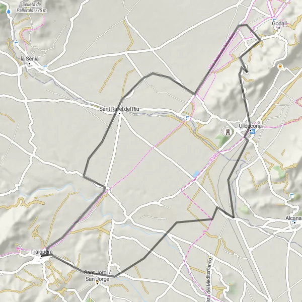 Miniatuurkaart van de fietsinspiratie "De Ronde van Sant Rafel del Riu" in Comunitat Valenciana, Spain. Gemaakt door de Tarmacs.app fietsrouteplanner