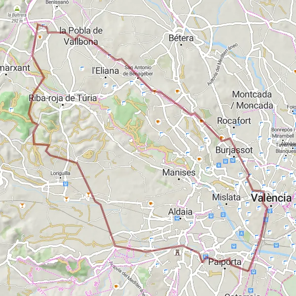 Miniatura mapy "Gravel route starting near Valencia (Comunitat Valenciana, Spain) - Benetússer Loop" - trasy rowerowej w Comunitat Valenciana, Spain. Wygenerowane przez planer tras rowerowych Tarmacs.app