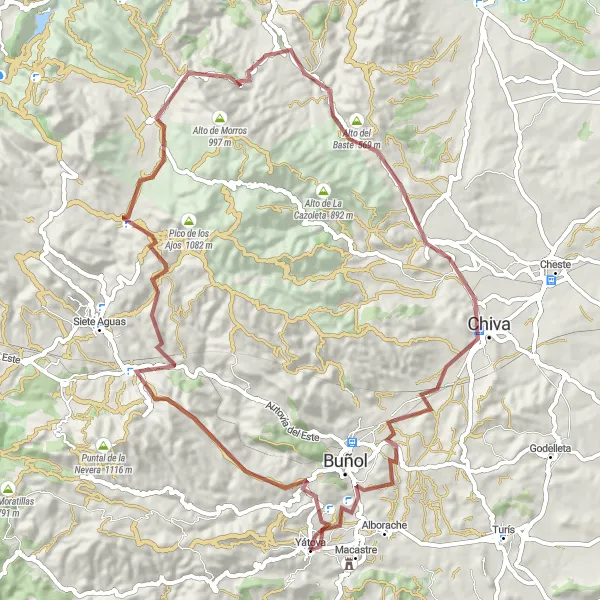 Miniaturekort af cykelinspirationen "Gravelrute til Yátova fra Yátova, Comunitat Valenciana, Spanien" i Comunitat Valenciana, Spain. Genereret af Tarmacs.app cykelruteplanlægger