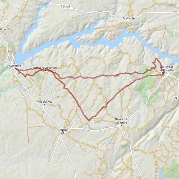 Map miniature of "Gravel Adventure" cycling inspiration in Extremadura, Spain. Generated by Tarmacs.app cycling route planner