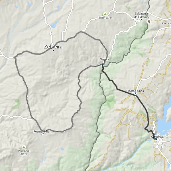 Miniatura mapy "Trasa Road do Alcántara" - trasy rowerowej w Extremadura, Spain. Wygenerowane przez planer tras rowerowych Tarmacs.app