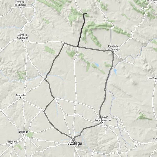 Map miniature of "Discover Extremadura on Two Wheels" cycling inspiration in Extremadura, Spain. Generated by Tarmacs.app cycling route planner