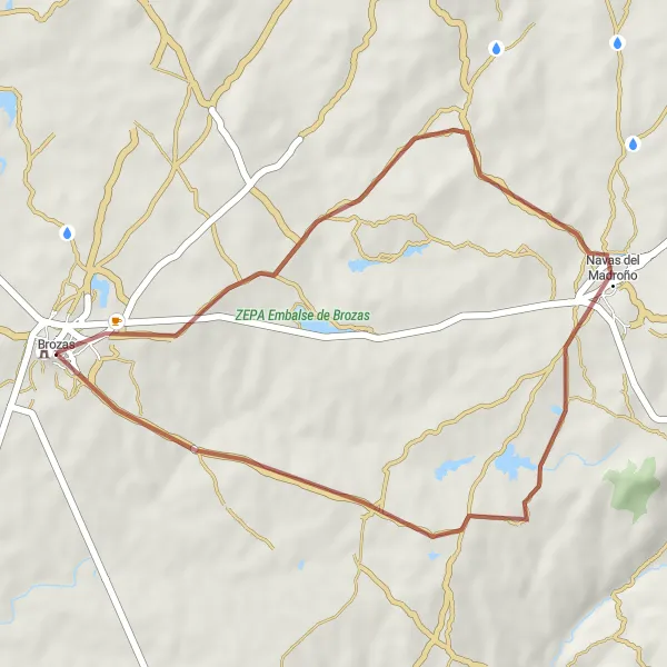 Miniatua del mapa de inspiración ciclista "Ruta de Navas del Madroño" en Extremadura, Spain. Generado por Tarmacs.app planificador de rutas ciclistas