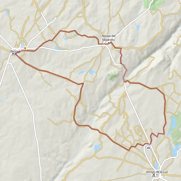 Miniatua del mapa de inspiración ciclista "Ruta de la Necrópolis visigoda de Arroyo de la Luz" en Extremadura, Spain. Generado por Tarmacs.app planificador de rutas ciclistas