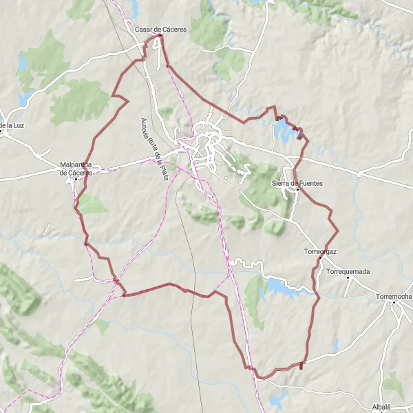 Miniatura mapy "Przejażdżka gruzowcem do Nido de Cigüeñuela" - trasy rowerowej w Extremadura, Spain. Wygenerowane przez planer tras rowerowych Tarmacs.app
