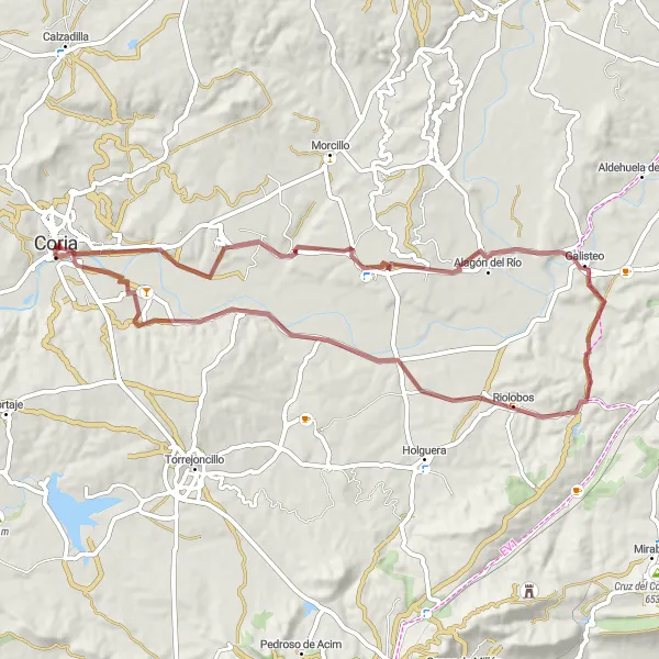 Miniatua del mapa de inspiración ciclista "Ruta de Miradores y Naturaleza" en Extremadura, Spain. Generado por Tarmacs.app planificador de rutas ciclistas