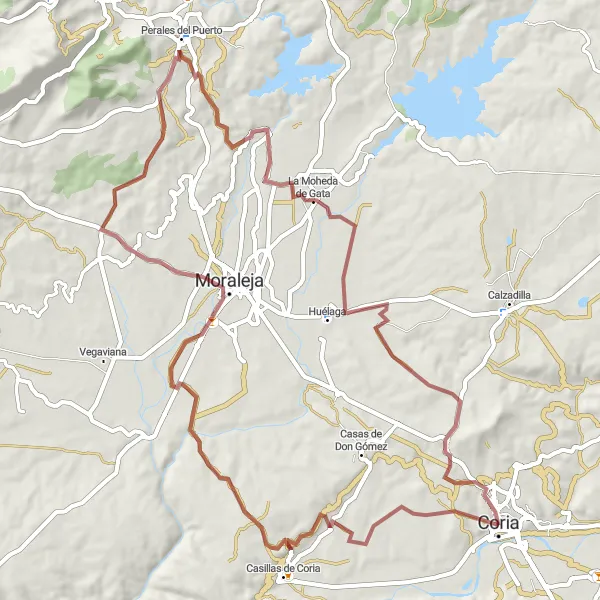 Miniatua del mapa de inspiración ciclista "Ruta Medieval y Natural" en Extremadura, Spain. Generado por Tarmacs.app planificador de rutas ciclistas