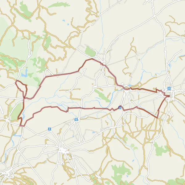 Miniatua del mapa de inspiración ciclista "Aventura en Grava hacia Medellín desde Don Benito" en Extremadura, Spain. Generado por Tarmacs.app planificador de rutas ciclistas