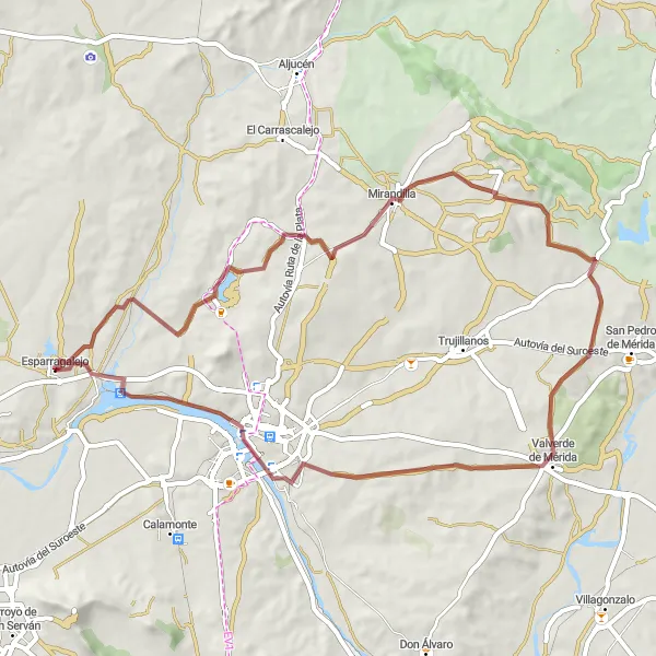 Miniatua del mapa de inspiración ciclista "Explorando pueblos de Extremadura" en Extremadura, Spain. Generado por Tarmacs.app planificador de rutas ciclistas