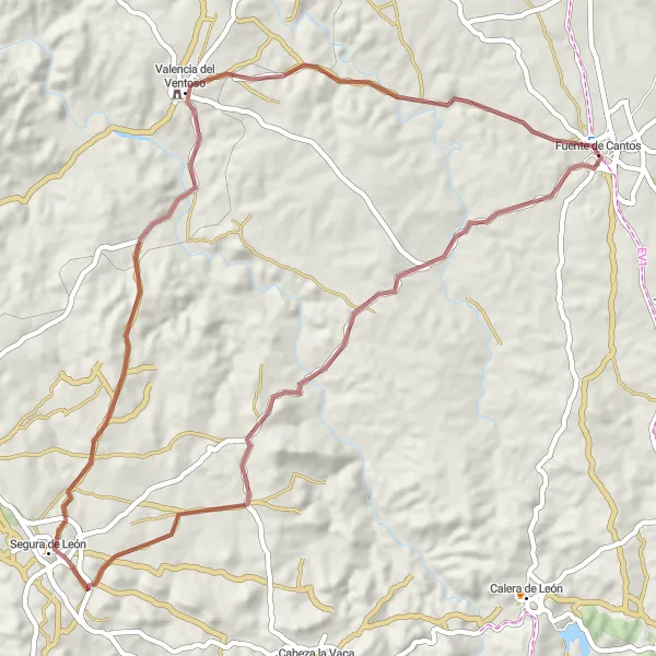 Miniatura mapy "Szlak w Dolinie Segura" - trasy rowerowej w Extremadura, Spain. Wygenerowane przez planer tras rowerowych Tarmacs.app