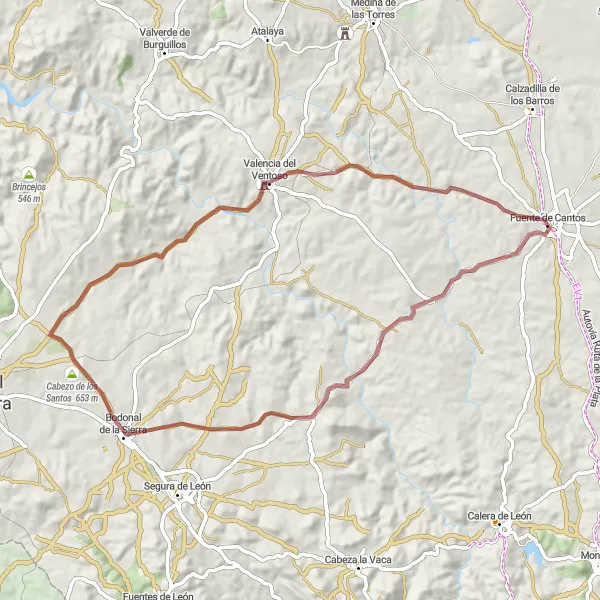 Miniatura mapy "Szlak Bodonal de la Sierra" - trasy rowerowej w Extremadura, Spain. Wygenerowane przez planer tras rowerowych Tarmacs.app