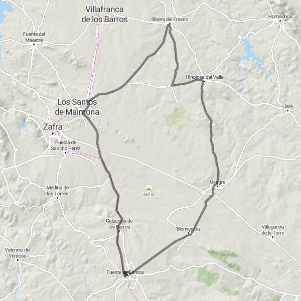 Miniatura mapy "Szlak Muzycznej Kawiarni" - trasy rowerowej w Extremadura, Spain. Wygenerowane przez planer tras rowerowych Tarmacs.app