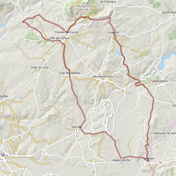 Miniatua del mapa de inspiración ciclista "Ruta de Morcillo y Pozuelo de Zarzón" en Extremadura, Spain. Generado por Tarmacs.app planificador de rutas ciclistas