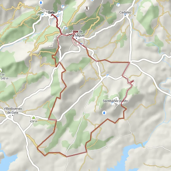 Miniatura mapy "Przejażdżka po okolicy Gata" - trasy rowerowej w Extremadura, Spain. Wygenerowane przez planer tras rowerowych Tarmacs.app