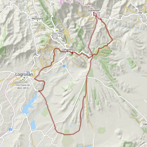 Miniatura mapy "Trasa rowerowa przez Casa de Gregorio López i Cañamero" - trasy rowerowej w Extremadura, Spain. Wygenerowane przez planer tras rowerowych Tarmacs.app