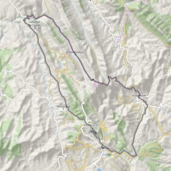 Miniatura mapy "Szlak rowerowy w okolicach Guadalupe" - trasy rowerowej w Extremadura, Spain. Wygenerowane przez planer tras rowerowych Tarmacs.app