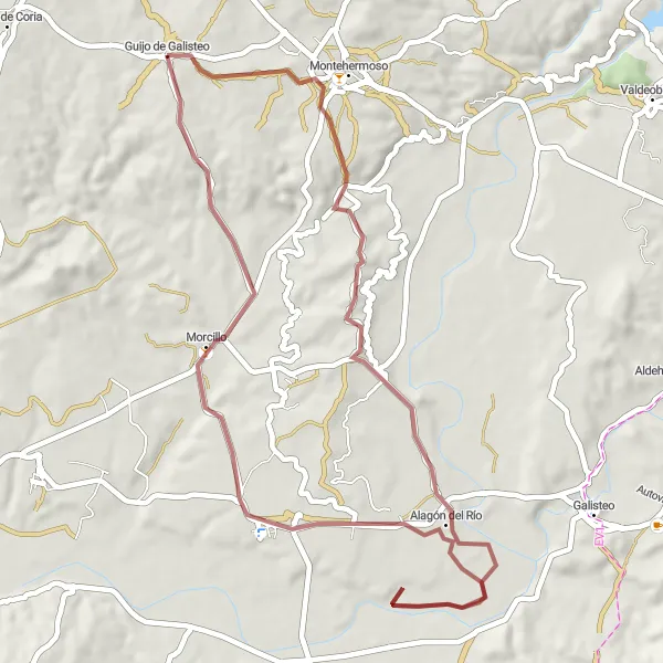 Miniatua del mapa de inspiración ciclista "Ruta de los paisajes naturales" en Extremadura, Spain. Generado por Tarmacs.app planificador de rutas ciclistas