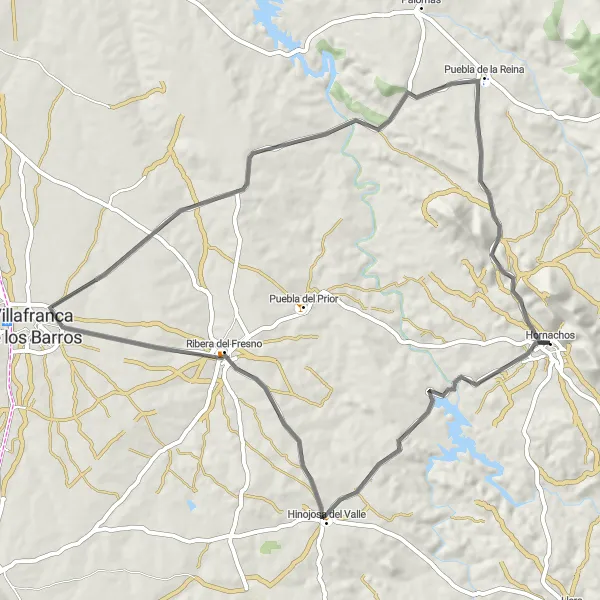 Miniatura mapy "Szlak Rowerowy Hinojosa del Valle" - trasy rowerowej w Extremadura, Spain. Wygenerowane przez planer tras rowerowych Tarmacs.app