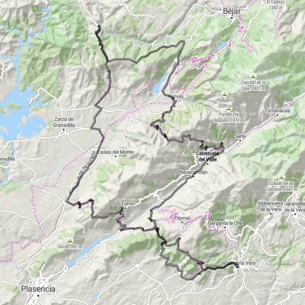 Miniatua del mapa de inspiración ciclista "Vuelta a Mirador de la Memoria" en Extremadura, Spain. Generado por Tarmacs.app planificador de rutas ciclistas