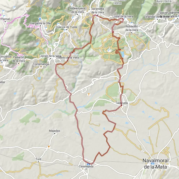 Miniatuurkaart van de fietsinspiratie "Gravelroute Talayuela" in Extremadura, Spain. Gemaakt door de Tarmacs.app fietsrouteplanner