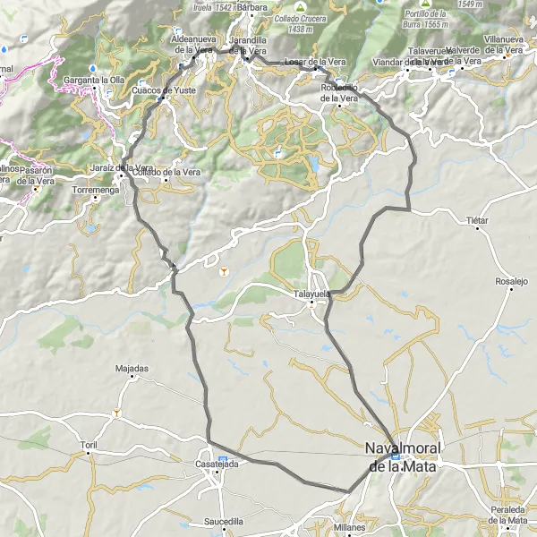 Miniatuurkaart van de fietsinspiratie "Fietsroute Navalmoral de la Mata" in Extremadura, Spain. Gemaakt door de Tarmacs.app fietsrouteplanner