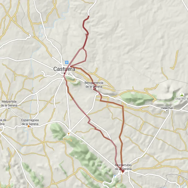 Miniatua del mapa de inspiración ciclista "Ruta Cultural y Natural" en Extremadura, Spain. Generado por Tarmacs.app planificador de rutas ciclistas