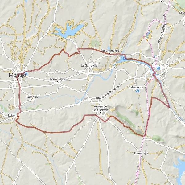 Miniatua del mapa de inspiración ciclista "Ruta del Arco de Trajano" en Extremadura, Spain. Generado por Tarmacs.app planificador de rutas ciclistas