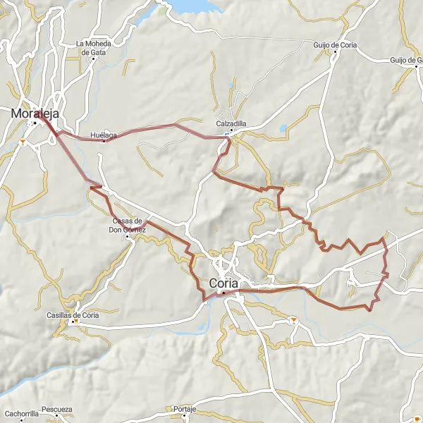 Miniatura mapy "Przejażdżka szutrowymi drogami do Mirador de la Ermita" - trasy rowerowej w Extremadura, Spain. Wygenerowane przez planer tras rowerowych Tarmacs.app