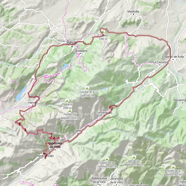 Miniatura mapy "Wycieczka gravelowa przez Extremadurę" - trasy rowerowej w Extremadura, Spain. Wygenerowane przez planer tras rowerowych Tarmacs.app