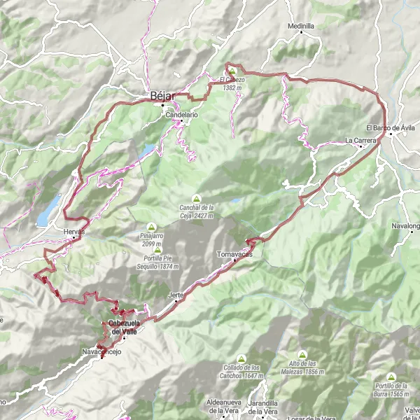 Miniatuurkaart van de fietsinspiratie "Avontuurlijke gravelroute door het prachtige Extremadura" in Extremadura, Spain. Gemaakt door de Tarmacs.app fietsrouteplanner