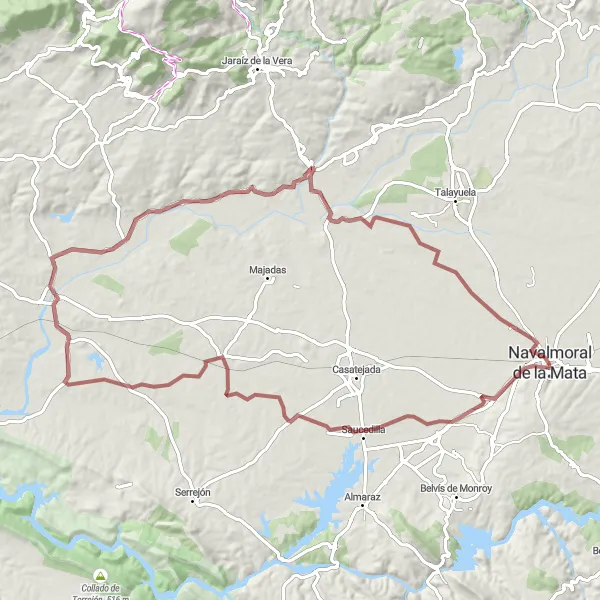 Miniatua del mapa de inspiración ciclista "Ruta de Ciclismo por los alrededores de Navalmoral de la Mata" en Extremadura, Spain. Generado por Tarmacs.app planificador de rutas ciclistas