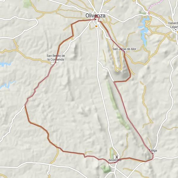 Miniatura mapy "Szlak do Puerta de los Ángeles" - trasy rowerowej w Extremadura, Spain. Wygenerowane przez planer tras rowerowych Tarmacs.app