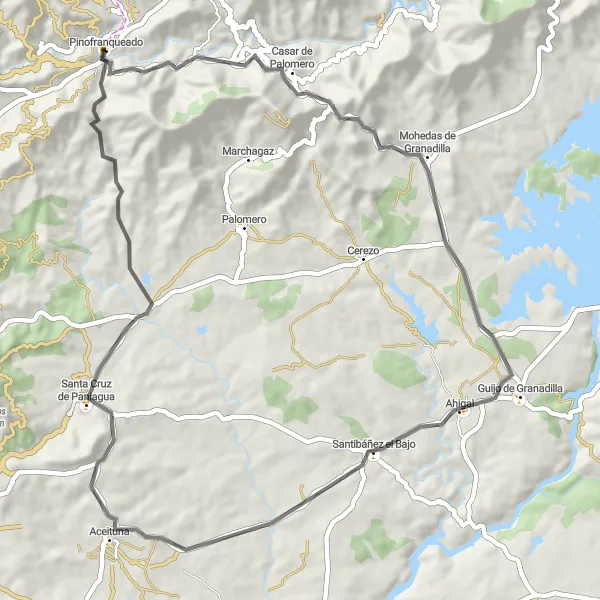 Miniatura mapy "Trasa do Casar de Palomero (alternatywna)" - trasy rowerowej w Extremadura, Spain. Wygenerowane przez planer tras rowerowych Tarmacs.app